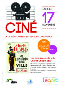 affiche 7e art Charlie CHaplin Les lumières de la ville samedi 17 novembre 2018