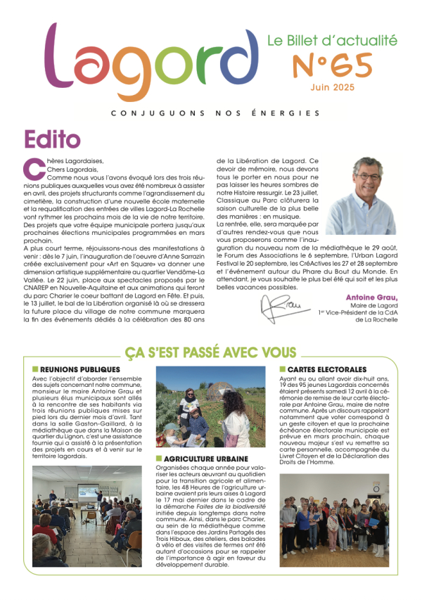Billet d&#039;actualité n°65 - Juin 2025