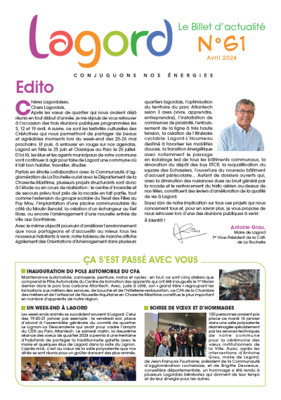 Billet d&#039;actualité n°61 - Avril 2024